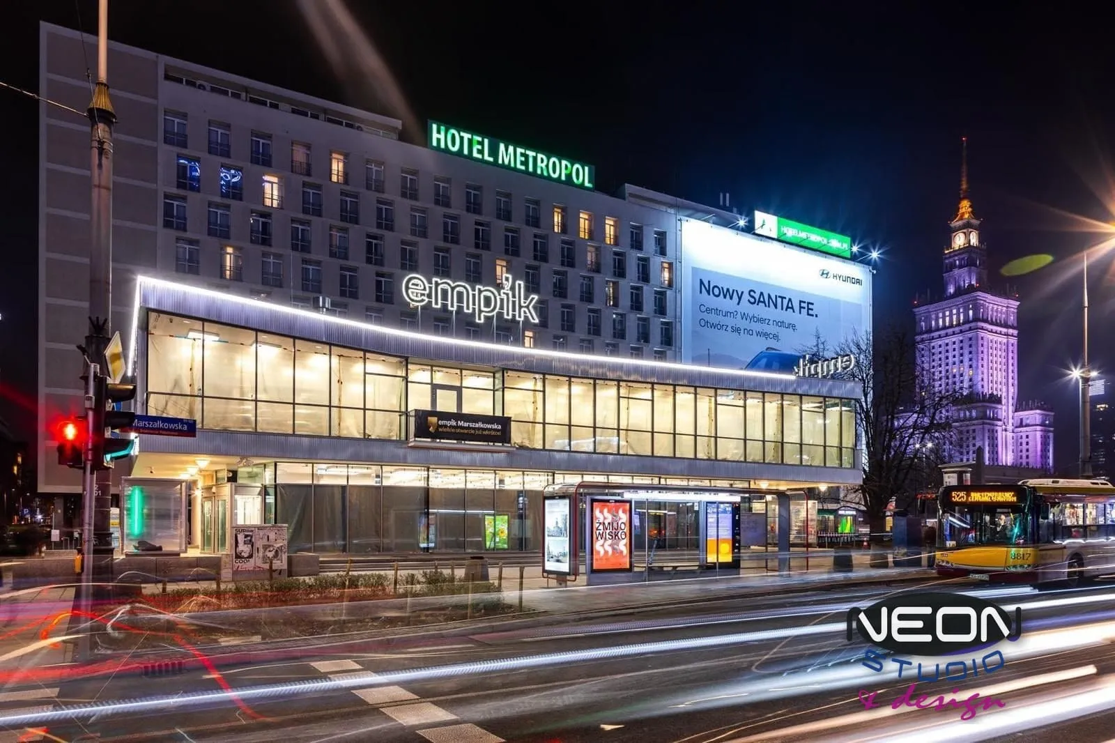For facades we choose glass neon — signage for Empik in the former Cepelia building