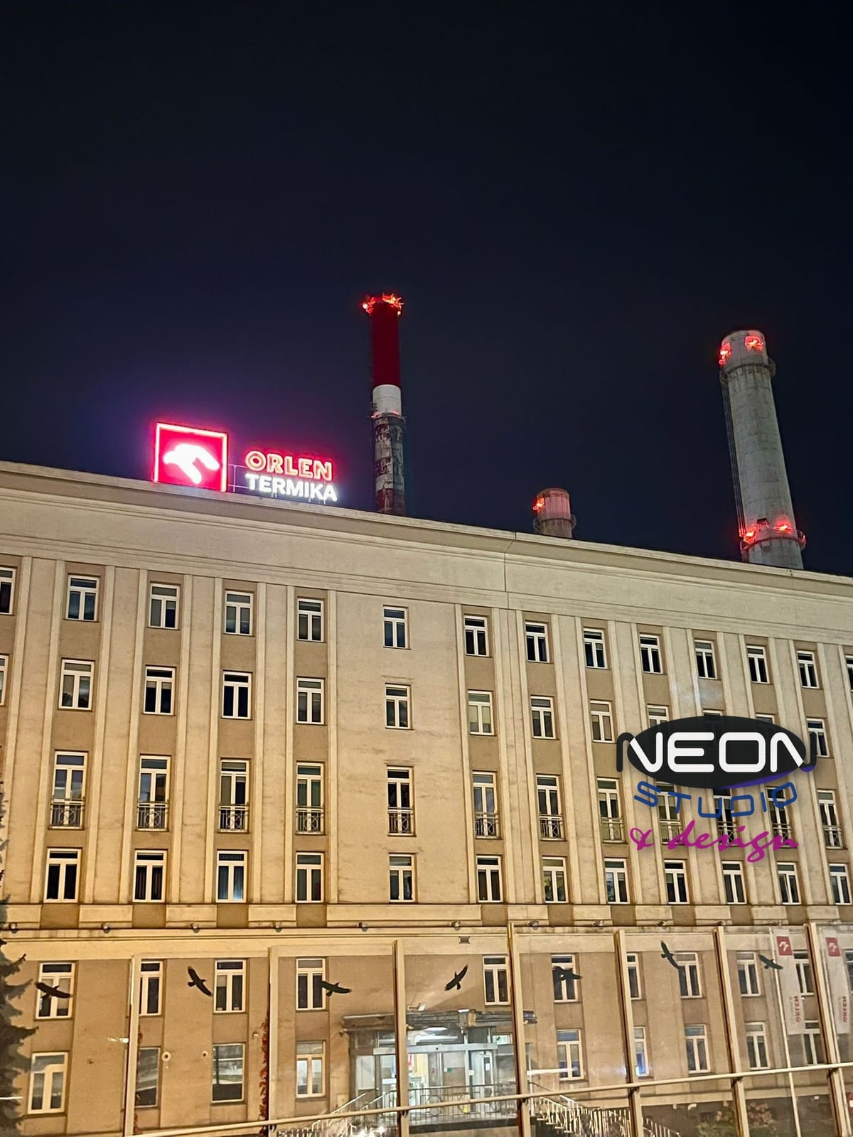 Orlen Termika — Rooftop Logo at Night
